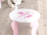 Kids Dressing Table Set, Vanity Table with Stool, Mirror, Drawer, Desktop, Storage, Ballet-Theme, T3398P422149