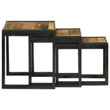 Nesting Table 3 pcs Brown and Black Solid Mango Wood and Metal 4104727