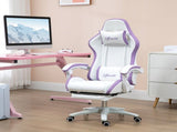 Computer Gaming Chair, PU Leather Desk Chair with Footrest, Swivel Task Chair with 135&deg Reclining T3398P329534