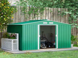 9 x 6ft Metal Garden Shed, Outdoor Storage Tool House with Ventilation Slots, Foundation Kit and T3398P318686