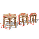 Garden Stool Set of 3 Natural Bamboo Small to Large Stackable 41495