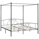 ZNTS 284445 Canopy Bed Frame without Mattress Grey Metal 180x200 cm Super King