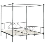 ZNTS 284445 Canopy Bed Frame without Mattress Grey Metal 180x200 cm Super King