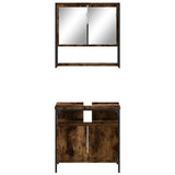 2 Piece Bathroom Furniture Set Smoked Oak Engineered Wood 3214657