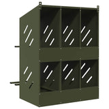 ZNTS Chicken Nesting Box with 6 Compartments Olive Green Metal 864351