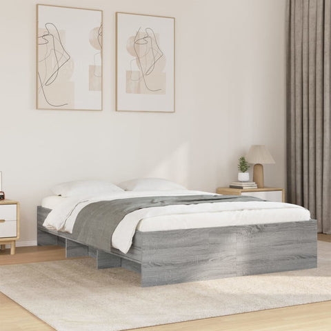 Bed Frame without Mattress Grey Sonoma 140x200 cm Engineered Wood 3295658