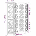 Room Divider 4 Panels Brown Solid Wood Paulownia 358866