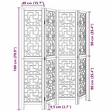 Room Divider 4 Panels Brown Solid Wood Paulownia 358866
