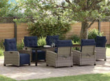 Garden Dining Set with Cushion 7 pcs Grey Poly Rattan 3380475
