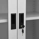 Office Cabinet Light Grey 90x40x180 cm Steel and Tempered Glass 335939