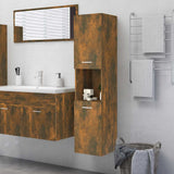 Bathroom Cabinet Smoked Oak 30x30x130 cm Engineered Wood 815639