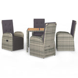 5 Piece Garden Dining Set Grey Poly Rattan&Solid Wood Acacia 3157620