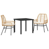 Garden Dining Set 3 pcs Brown Poly Rattan 3380862