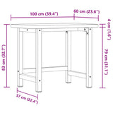 Workbench 100x60x83 cm Solid Wood Oak Rectangular 3309657