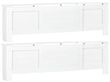 Set of 2 MDF Extendable Radiator Cover with Cabinet Shelving, Home Office Slatted Design, White T3398P378793
