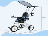 6 in 1 Tricycle for Kids with 5-point harness straps, Removable Canopy, Blue T3398P348137