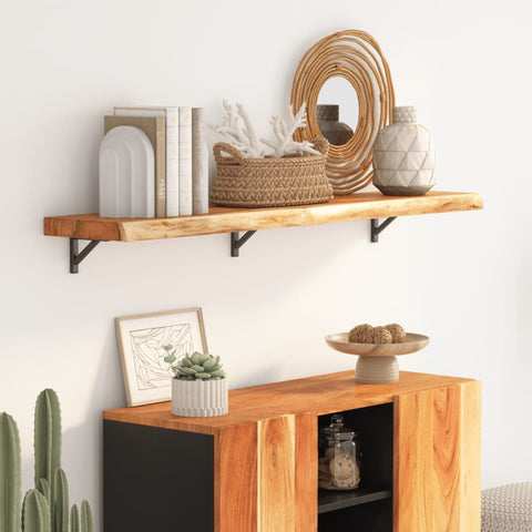 ZNTS Wall Shelf 110x20x2.5 cm Rectangular Solid Wood Acacia Live Edge 370229