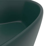 147036 Luxury Wash Basin with Overflow Matt Dark Green 36x13 cm Ceramic