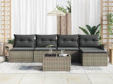 Outdoor Sofa with Cushion 6 pcs Grey Poly Rattan 3345329