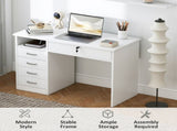 Computer Desk, Home Office Desk with Lockable Drawer, Storage Shelf for Study Bedroom, 110 x 50 x 76 T3398P378012