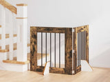Dog Gate with Stands 2 pcs Smoked Oak 60 x 80 cm 892093