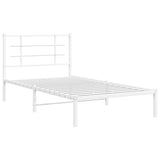Metal Bed Frame without Mattress with Headboard White 100x190cm 355604