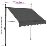 ZNTS Manual Retractable Awning with LED 100 cm Anthracite 145862