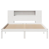 ZNTS Bookcase Bed without Mattress White 135x190 cm Double Solid Wood Pine 3321535