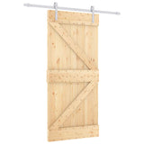 Sliding Door Natural and White 90 x 210 cm Solid Pine Wood 3444932
