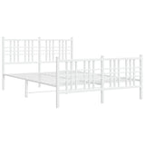 Metal Bed Frame without Mattress with Footboard White 140x190cm 376391