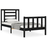 Bed Frame without Mattress Black Small Single Solid Wood Pine 3192845