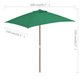 Garden Parasol Green Fabric, Laminated bamboo, Hardwood 150x200 cm 44534