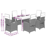 7 Piece Garden Dining Set with Cushions Grey Poly Rattan 3212435