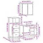 ZNTS 3 Piece Bathroom Furniture Set Smoked Oak Engineered Wood 3301027