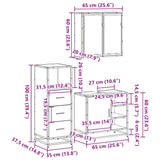 ZNTS 3 Piece Bathroom Furniture Set Black Engineered Wood 3301025