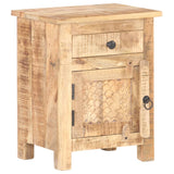 ZNTS Bedside Cabinet 40x30x50 cm Rough Mango Wood 320234