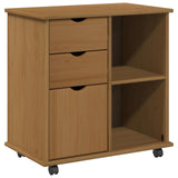 Rolling Cabinet Honey Brown 63.5 x 39 x 65.5 cm Solid Pine Wood 42028380