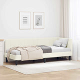 Corner Bed Frame with Headboard Cream 80 x 200 cm Velvet 42016335