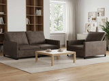 Sofa Set 2 pcs Dark Grey Faux Suede Fabric 3433120