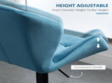 Bar Stools Set Of 2, Luxurious Velvet-Touch Barstools with Metal Frame Footrest Round Base Triangle T3398P328165