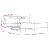 Metal Bed Frame without Mattress Smoked Oak 180x200 cm Super King 3325114