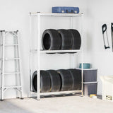 2-Layer Tyre Shelf Silver 110x40x180 cm Steel&Engineered Wood 4016968