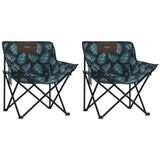 Camping Chairs with Pocket Foldable 2 pcs Leave Print 366555