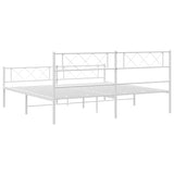 Metal Bed Frame without Mattress with Footboard White 193x203cm 372350