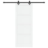 Sliding Door White and Black 83 x 211 cm Solid Pine Wood 3333535