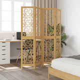 Room Divider 4 Panels Brown Solid Wood Paulownia 358866