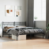 Metal Bed Frame without Mattress with Headboard Black 160x200cm 373694