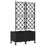 Garden Planter with Trellis&Wheels 2 pcs Black 80 x 40 x 149 cm 3422990