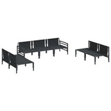 Garden Sofa Set with Cushion 7 pcs Black Steel 3378980