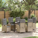 Garden Dining Set with Cushion 7 pcs Beige Poly Rattan 3380516